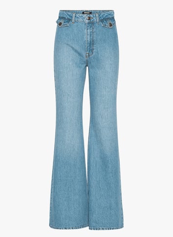 High-waisted solid color flare jeans ROTATE Blue